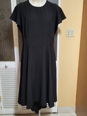 Lane Bryant "NEW" Black Hi-Lo Short Sleeve Scoop Neck Zipper Back Dress